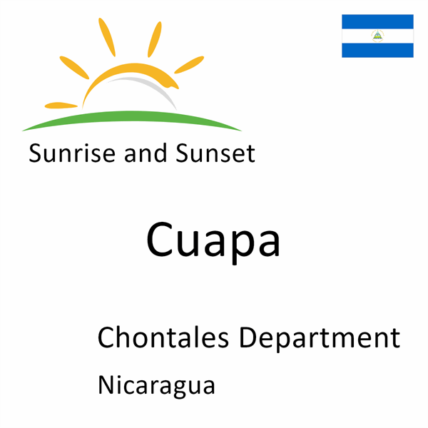 Sunrise and sunset times for Cuapa, Chontales Department, Nicaragua