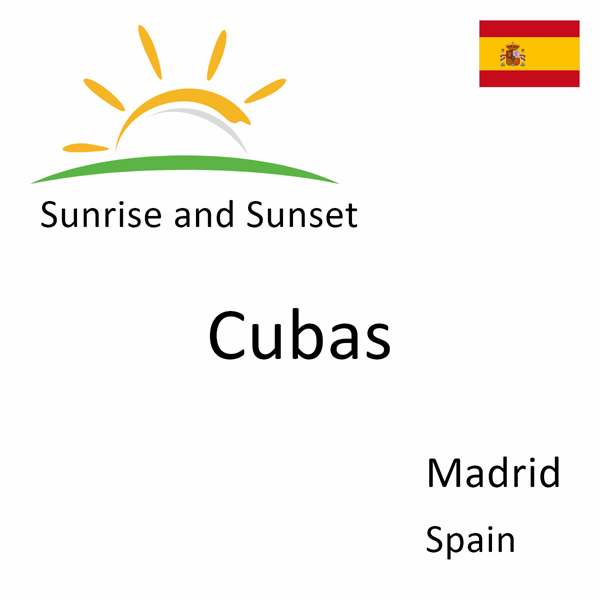 Sunrise and sunset times for Cubas, Madrid, Spain