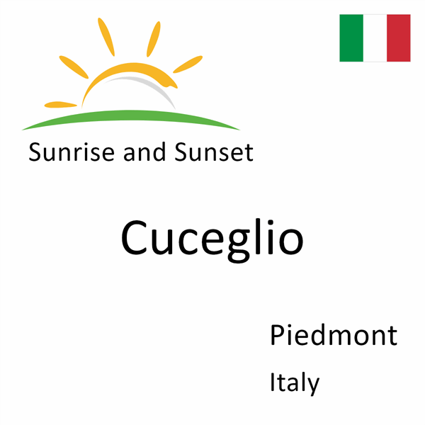 Sunrise and sunset times for Cuceglio, Piedmont, Italy