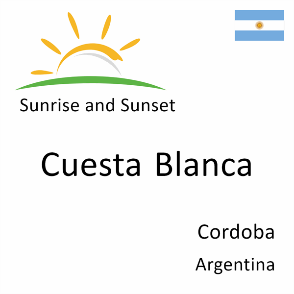 Sunrise and sunset times for Cuesta Blanca, Cordoba, Argentina