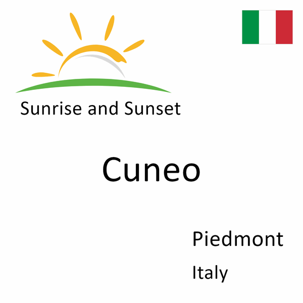 Sunrise and sunset times for Cuneo, Piedmont, Italy