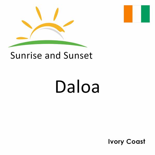 Sunrise and sunset times for Daloa, Ivory Coast