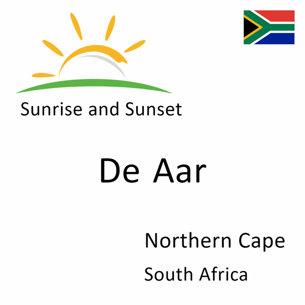 Sunrise and sunset times for De Aar, Northern Cape, South Africa