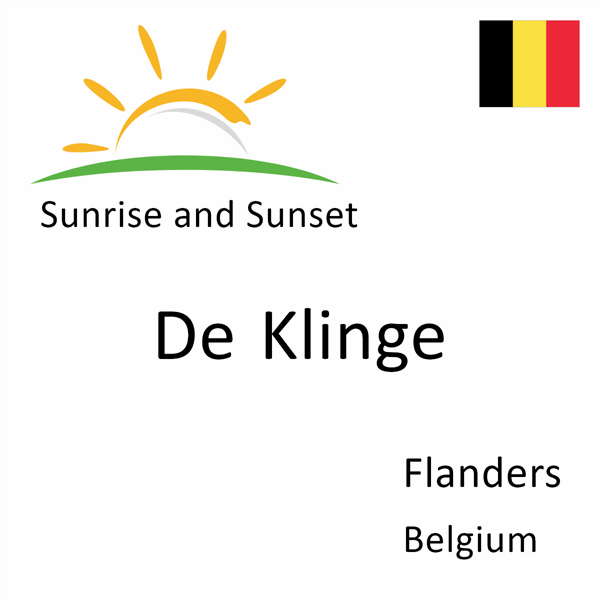 Sunrise and sunset times for De Klinge, Flanders, Belgium