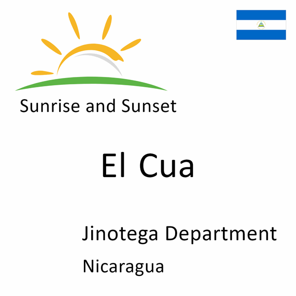 Sunrise and sunset times for El Cua, Jinotega Department, Nicaragua