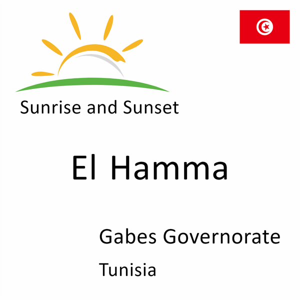 Sunrise and sunset times for El Hamma, Gabes Governorate, Tunisia