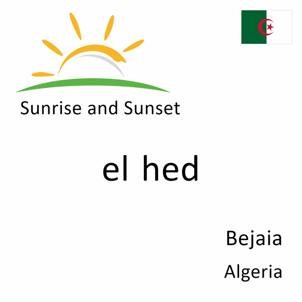Sunrise and sunset times for el hed, Bejaia, Algeria
