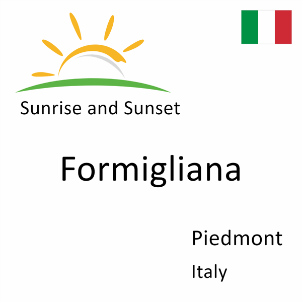 Sunrise and sunset times for Formigliana, Piedmont, Italy