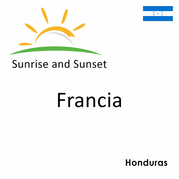 Sunrise and sunset times for Francia, Honduras