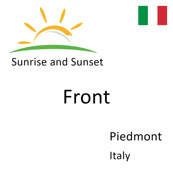 Sunrise and sunset times for Front, Piedmont, Italy