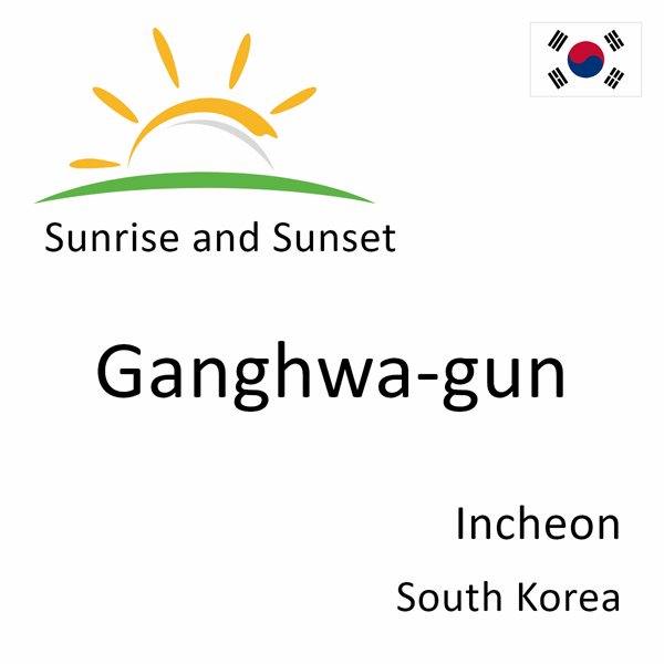 Sunrise and sunset times for Ganghwa-gun, Incheon, South Korea