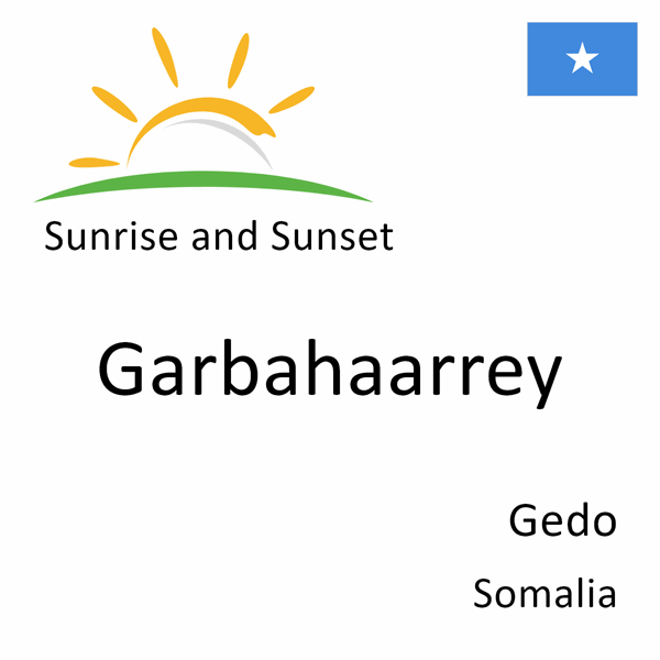 Sunrise and sunset times for Garbahaarrey, Gedo, Somalia