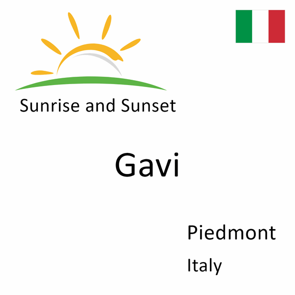 Sunrise and sunset times for Gavi, Piedmont, Italy