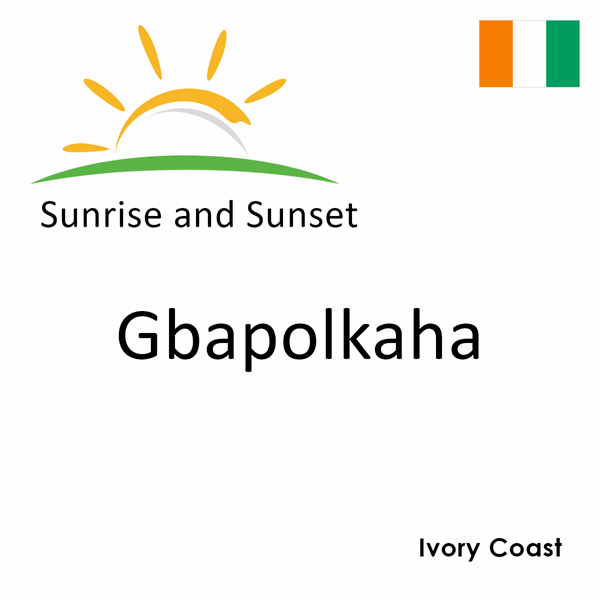 Sunrise and sunset times for Gbapolkaha, Ivory Coast