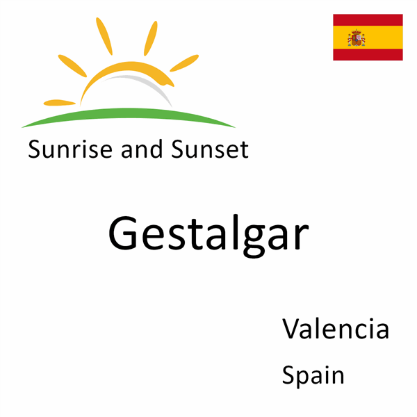 Sunrise and sunset times for Gestalgar, Valencia, Spain