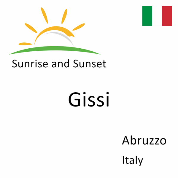 Sunrise and sunset times for Gissi, Abruzzo, Italy