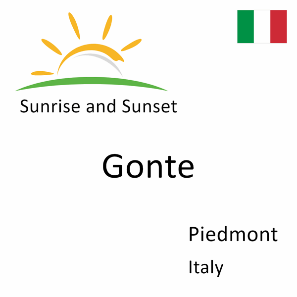 Sunrise and sunset times for Gonte, Piedmont, Italy