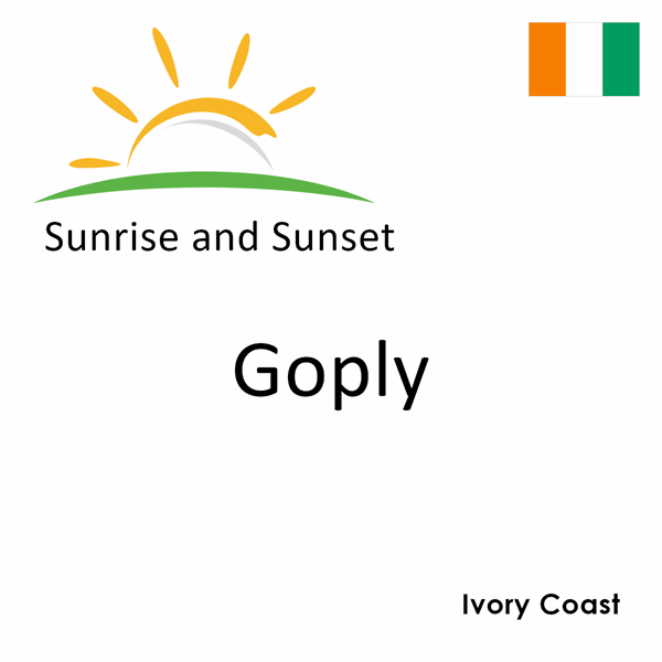 Sunrise and sunset times for Goply, Ivory Coast