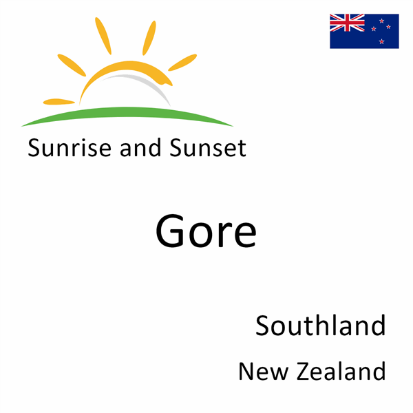 Sunrise and sunset times for Gore, Southland, New Zealand