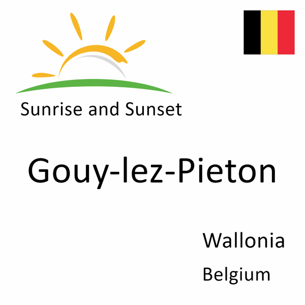 Sunrise and sunset times for Gouy-lez-Pieton, Wallonia, Belgium