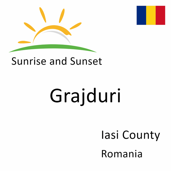 Sunrise and sunset times for Grajduri, Iasi County, Romania