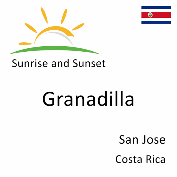 Sunrise and sunset times for Granadilla, San Jose, Costa Rica