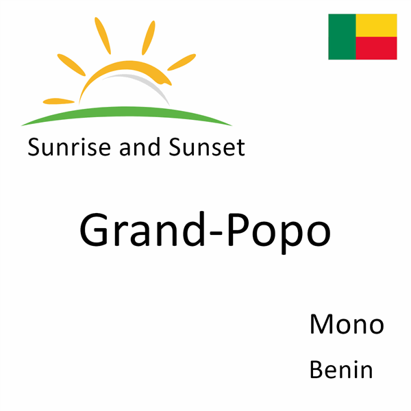 Sunrise and sunset times for Grand-Popo, Mono, Benin