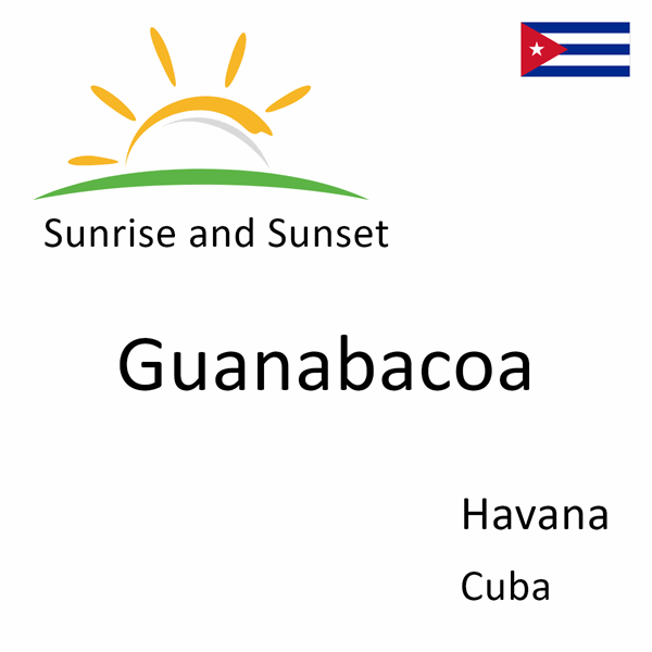 Sunrise and sunset times for Guanabacoa, Havana, Cuba