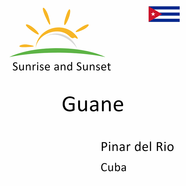 Sunrise and sunset times for Guane, Pinar del Rio, Cuba