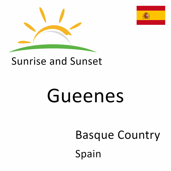 Sunrise and sunset times for Gueenes, Basque Country, Spain