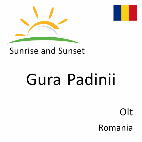 Sunrise and sunset times for Gura Padinii, Olt, Romania