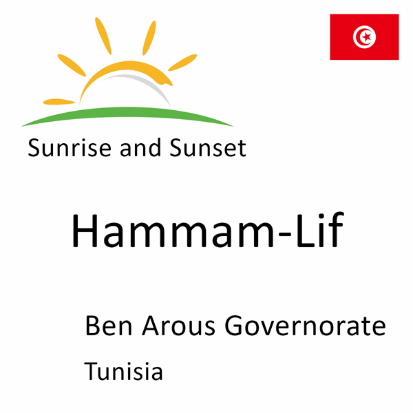 Sunrise and sunset times for Hammam-Lif, Ben Arous Governorate, Tunisia