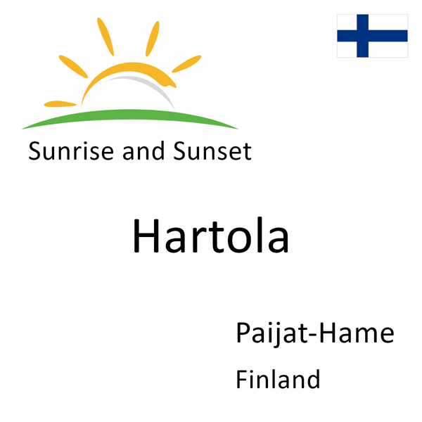 Sunrise and sunset times for Hartola, Paijat-Hame, Finland