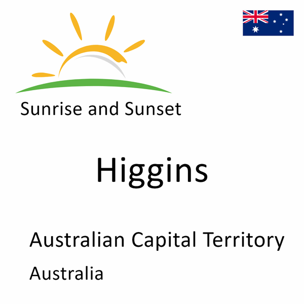 Sunrise and sunset times for Higgins, Australian Capital Territory, Australia