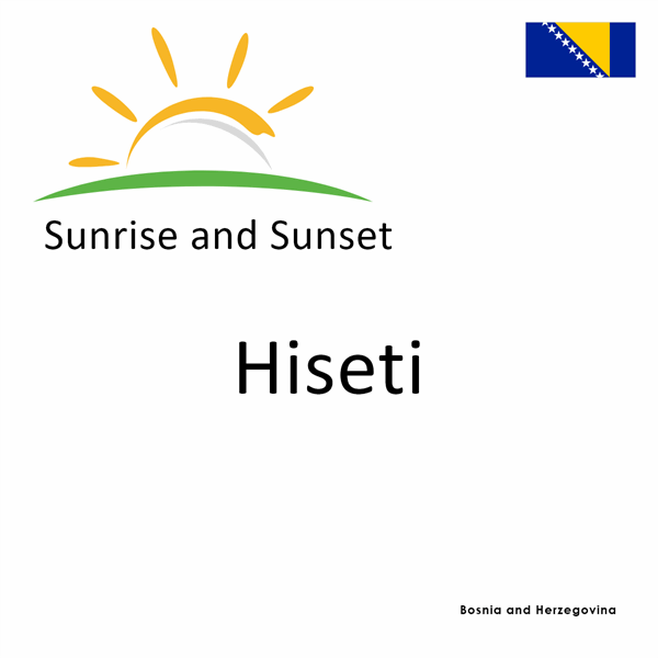 Sunrise and sunset times for Hiseti, Bosnia and Herzegovina