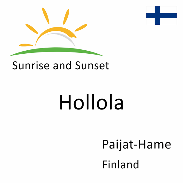 Sunrise and sunset times for Hollola, Paijat-Hame, Finland
