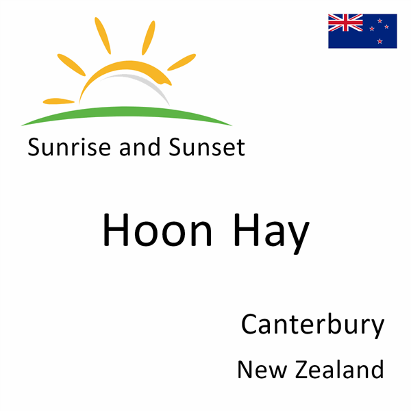 Sunrise and sunset times for Hoon Hay, Canterbury, New Zealand