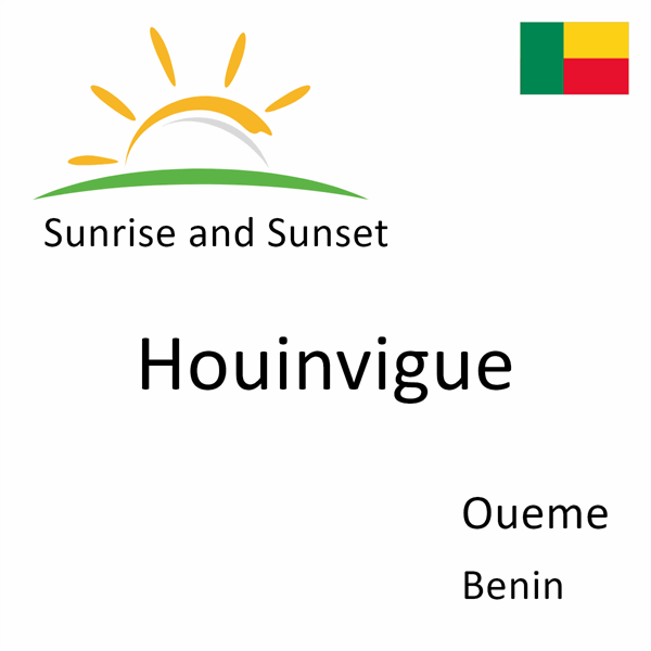 Sunrise and sunset times for Houinvigue, Oueme, Benin