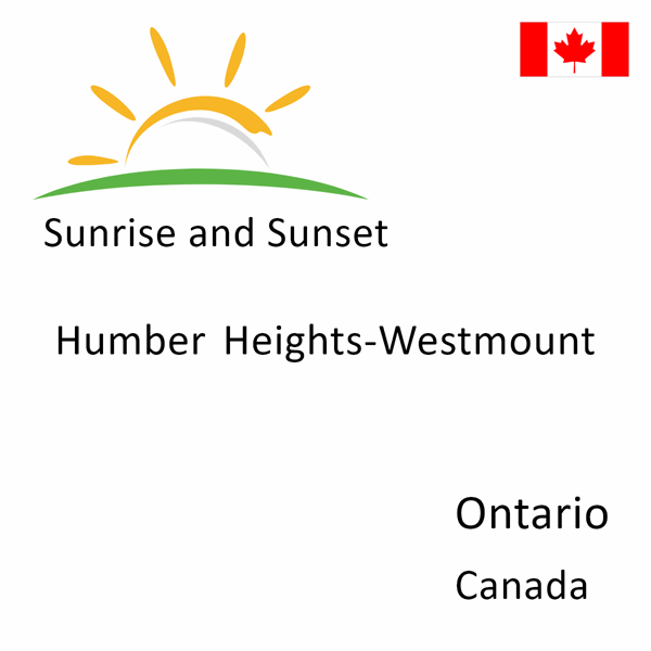 Sunrise and sunset times for Humber Heights-Westmount, Ontario, Canada