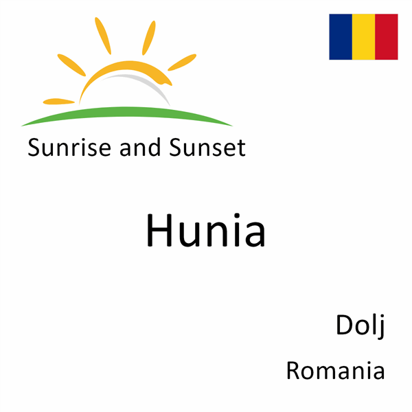 Sunrise and sunset times for Hunia, Dolj, Romania