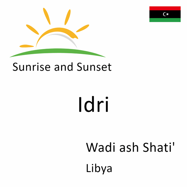 Sunrise and sunset times for Idri, Wadi ash Shati', Libya