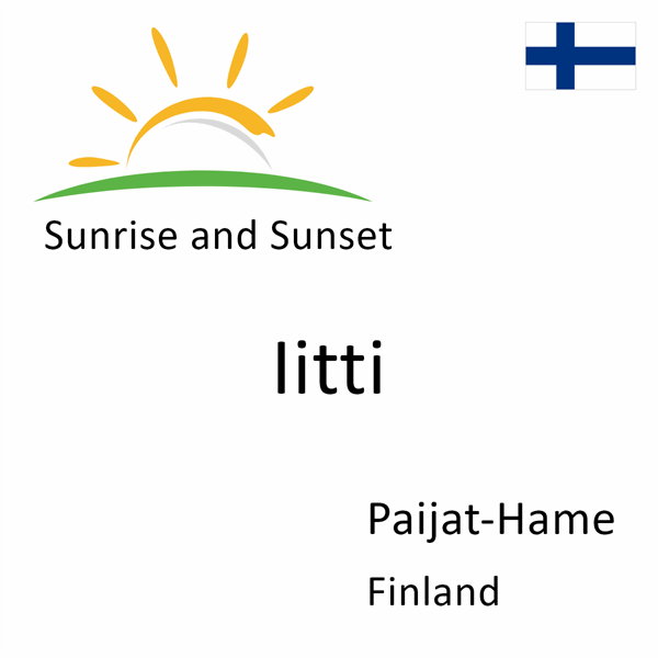 Sunrise and sunset times for Iitti, Paijat-Hame, Finland