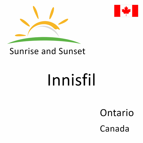 Sunrise and sunset times for Innisfil, Ontario, Canada