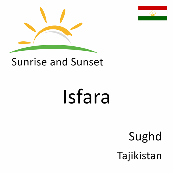 Sunrise and sunset times for Isfara, Sughd, Tajikistan