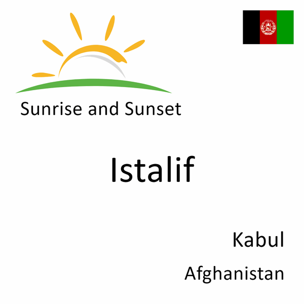 Sunrise and sunset times for Istalif, Kabul, Afghanistan