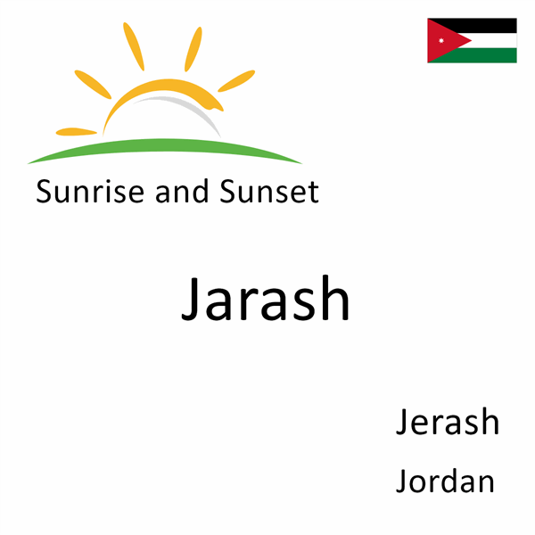 Sunrise and sunset times for Jarash, Jerash, Jordan