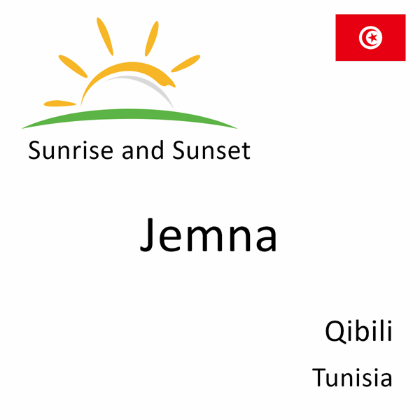 Sunrise and sunset times for Jemna, Qibili, Tunisia