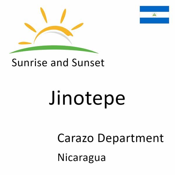 Sunrise and sunset times for Jinotepe, Carazo Department, Nicaragua