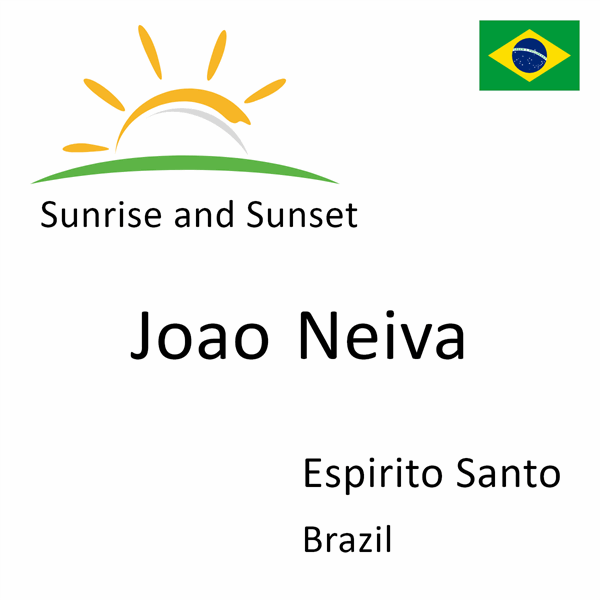 Sunrise and sunset times for Joao Neiva, Espirito Santo, Brazil