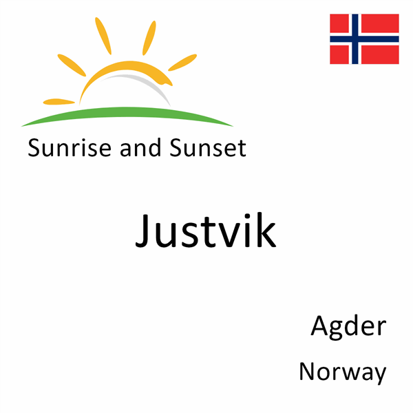 Sunrise and sunset times for Justvik, Agder, Norway
